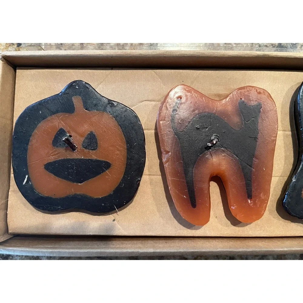 Vintage Floating Halloween Candles Tag Brand Set Of‎ 4 NOS In Original Box USA